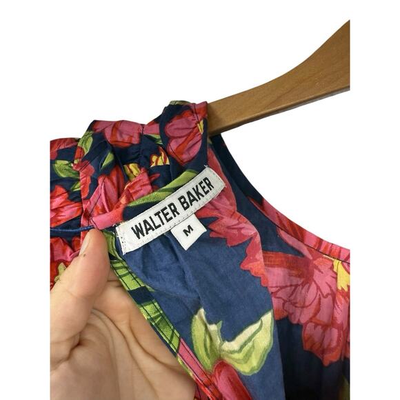 Walter Baker Ciara Floral Puff Sleeve Cotton Minidress Blue Pink M READ - Picture 8 of 10